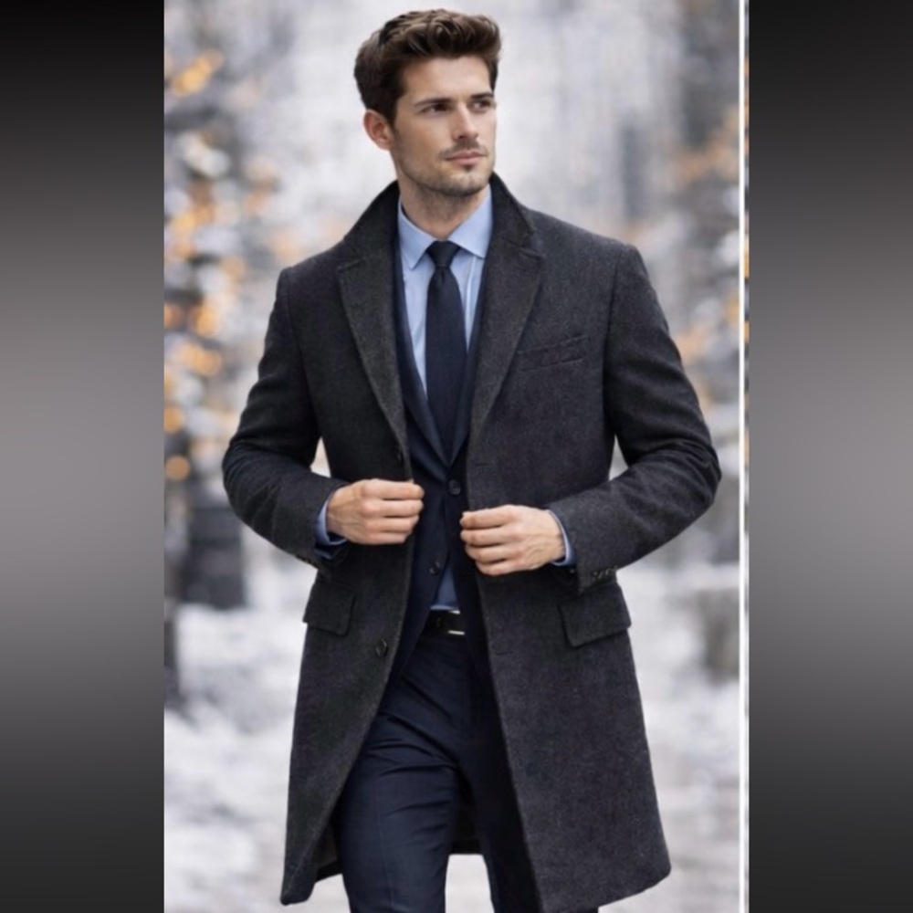 NWT J. Crew Charcoal Wool Topcoat, Overcoat With Quilted Lining Size 36R